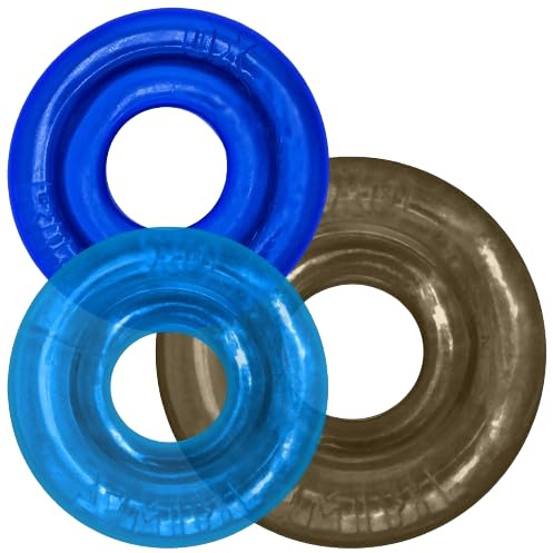Oxballs RIMRINGZ Triple Pack – Cool Blues Cock Rings (2 Regular + 1 Jumbo) | Stretchy Flex-TPR Penis Rings with Comfort Lips for Bulge, Stamina & Sack Play