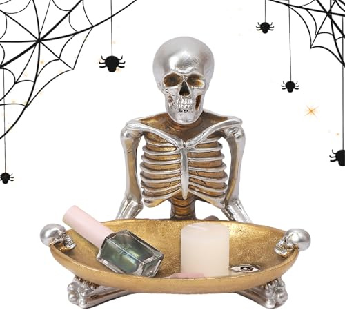 Berriphonia Ciotole di Halloween - Skeleton Candy Bowl - Cookie Vintage Fruit Gioielli Snack Dish Desina Scarico per la libreria da cucina da cucina Libro di compleanno Libro di compleanno