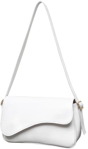 GWAWG Umhängetasche Damen Handtasche Schultertasche Crossbody Bag Y2K, Kleine PU Leder Shoulder Bag Retro Handtasche Weiß für Frauen, Trendige Tasche für Alltag, Reisen und Party