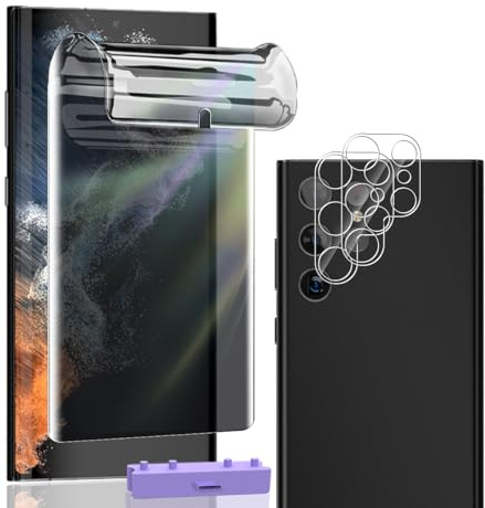 Rniidaaz 1+2 Piezas privacidad Protector de Pantalla para Samsung Galaxy S22 Ultra, Autocuración Film Flexible Protector y Cristal Templado de Cámara, Anti-Arañazos, Antihuellas, Anti-espía película