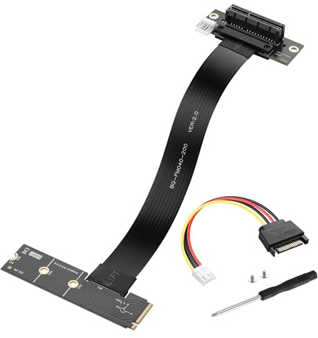SinLoon PCIe X4 Verlängerungskabel M.2 M-Key PCI-E4.0 2280 NGFF 90 Grad, Riser-Kabel Buchse M2 zu PCI-E 4X für M2 2230 (M.2 90 Grad Links)