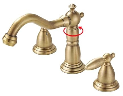Rubinetto per lavabo a becco fisso a 3 fori montato sul ponte a doppia maniglia miscelatore caldo e freddo in ottone per lavandino del bagno (beccuccio girevole antico)