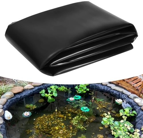 DAZZTIME Teichfolie,Teichmembran 3 x 4m,Gartenteich Teichplane Schwarz,Flexibel Teichfolien Scheibe,Hochbeet Folie Wasserdicht,Stärke 0.5 mm,für Garten Fischteich Landschaft Schönheit