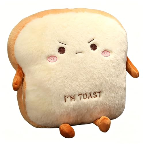 zingking Toastbrot Kissen, Weiches Plüschtier, Lustiges Brot Form Plüschtier Kissen, Puppe Spielzeug Geschnittenes Brotkissen Toast Kuscheltier, 40cm Handwärmer Toastbrot