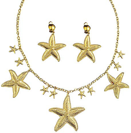 W WIDMANN MILANO Party Fashion 49971 - Schmuckset, Kette und Ohrringe, Seesterne, Schmuck, Halskette, Meerjungfrau, Mottoparty, Karneval