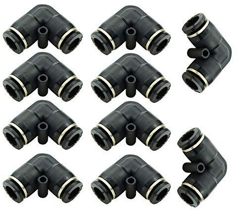 Beduan Push to Connect Fitting Elbow, 8mm x 8mm Tube OD Pneumatic 90° Degree Adapter Push in Fitting for Air Compressor （Pack of 10）