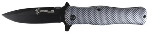 iFIELD Navaja Deportiva Basic EL29029, Hoja Negra de Acero INOX de 9 cm, Clip portacinturón, Mango de impresión 3D de Aluminio, Herramienta de Camping para Pesca, Caza, Actividad Deportiva