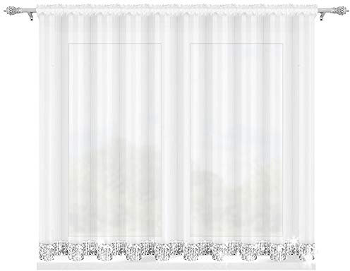 Inox Trade Fertiggardine Gardine Fenstergardine 300x150 cm Voile mit Zirkonia Silber Band