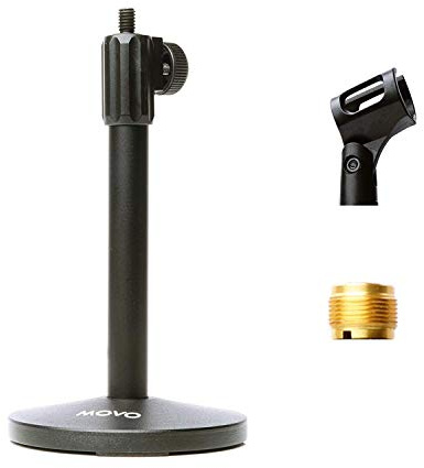 Movo TMC-3 Adjustable Tabletop Mic Stand with Mic Clip
