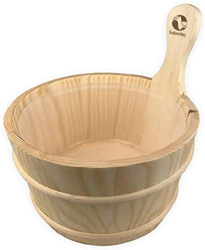 SudoreWell® Cubo para sauna de 4,0 l de madera de pino con inserto