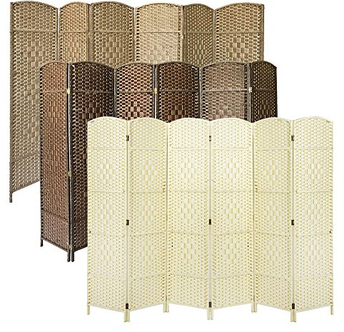 Solid Weave Hand Made Wicker Folding Room Divided Separator Privacy Screen Panel (Beige, 6panel)