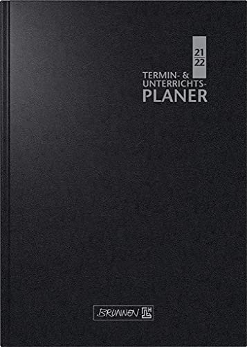 BRUNNEN 1075960902 Lehrerkalender/Termin- & Unterrichtsplaner ( Wochenkalender) 2021/2022, 2 Seiten = 1 Woche, Überformat A5: 17 x 24 cm, Baladek-Einband schwarz