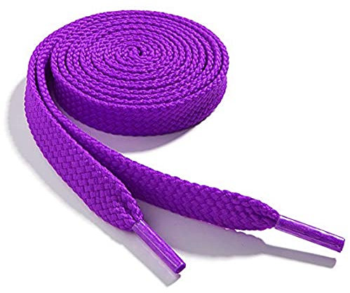 WELKOO Lacets plats, lacets résistants, 1 paire. Couleurs Violet et longueur (150cm x 8mm). Compatible avec Nike,Adidas,Converse,Reebok,New Balance,et beaucoup d'autres.