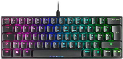 Mars Gaming MKMINIBFR, Ultra-Kompakte Mechanische Tastatur, Full RGB Chroma, Schalter OUTEMU PRO Blau, Schwarz, Französische Sprache