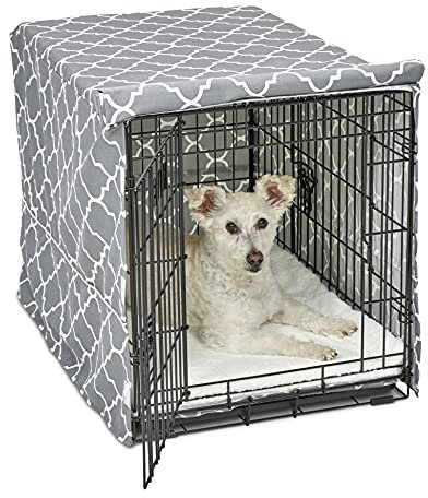 New World BCVR-30GYT Hundebox-Abdeckung, Stoff mit Teflonschutz, für 76 cm große Hundeboxen von New World und MidWest, hellgraues Designer-Muster