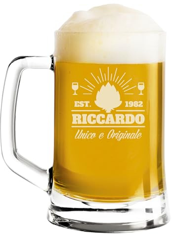 fashwork Boccale da Birra PERSONALIZZATO 50 cl inciso con Nome Frasi Anno Anni Compleanno Idea Regalo PERSONALIZZABILE Papà Nonno Zio Padrino Natale SanValentino