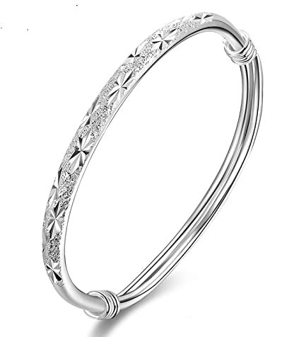 YYCFB Silver Bangles for Women Solid 925, Bracelet Novelty Simple Star Matte Charming Bangle Friendship Bracelets for Christmas Birthday
