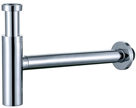 SEABEFORE Chrome Bottle P Trap Classical Round Sink Bathroom Waste Pipe 1 1/4 inch Slip Inlet Drain Tube Kit Adjustable Height Bathroom Basin Sink Waste Drain Kit