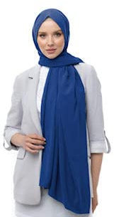 Medina Silk Hijab Damen-Kopftuch, fest und glatt, blau