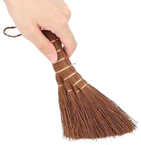 Garden Broom,5.9in Small Broom,Whisk Broom Straw Small Broom,Short Straw Broom Mini Sweeping Hand Broom Tea Set Brush Cleaning Sweeping Broom for Indoor Outdoor