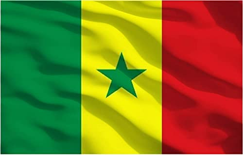 SHATCHI Grand drapeau du Sénégal en polyester avec œillets en laiton pour supporter la Coupe du Monde de la FIFA, football, rugby, vert, jaune et rouge 150 x 90 cm