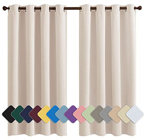 MENGH Wärme Vorhang Ösenschal Blickdicht Geräuschreduzierung Einfach Anzubringen, für Jugendzimmer Kinderzimmer beige rosa 1 Stück, 140x100cm(HxB)