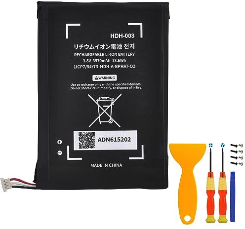 Uwayor AKKU HDH-003 Ersatzakku kompatibel mit für Switch Lite Spielkonsole, 3.8V 3570mAh wiederaufladbarer Akku mit Werkzeug