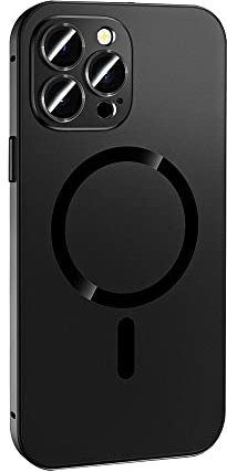 Lcmei Magnetic Charging Aluminium Metal Bumper Matte Case Cover for iPhone,Full Metal Phone Case,Alloy Magnetic Slim Case Camera Lens Protect for iPhone 14 Pro Max Black