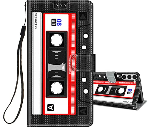 HopMore Flip Case for Samsung Galaxy S23 5G Phone Case Protective Wallet Case for Girls Women Boys, PU Leather Shell Card Slot Holder Silicone Bumper Shockproof Cover for Samsung S23 5G, Radio