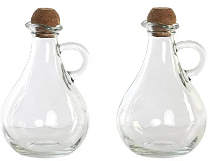 MGE - Huilier et Vinaigrier, Distributeur d'huile, Bouteille en Verre avec Bouchon en Liège, Distributeur d'huile, Bouteille pour Huile et Vinaigre, Ensemble Huilier et Vinaigrier Distributeur, 230 ml