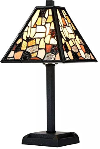 Casa Padrino Luxus Tiffany Hockerleuchte Schwarz/Mehrfarbig 28 x 28 x H. 36 cm - Tiffany Tischleuchte - Tiffany Leuchten - Luxus Interior - Luxus Leuchten - Tiffany Leuchten