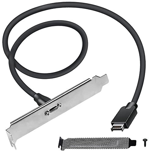 Xiatiaosann USB 3.2 Gen 2 USB-C Front Panel Adapter Cable, Motherboard Header Extension Adapter, USB C Female to 20 Pin USB Type E A-Key Male with PCI Bracket, 15.7, With Mesh dustproof baffle, Screw
