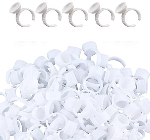 50pcs Eyelash Glue Holder Ring,Lash Extension Glue Rings,Disposable Plastic Glue Cups Rings,Lash Glue Rings Volume Lashes Grafting False Eyelash Glue Water Cup to Extend Eyelash Glue Ring Cup Tray