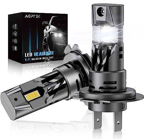 AGPTEK Ampoules H7 LED avec Ventilateur 16000LM, 600% Lumière Blanc H7 Lampe Voiture 80W 6000K Anti-Erreur, Kit Feux de Croisement Route Ampoule H7 Moto pour Rechange Lampes Halogène et Xénon-2 PCS