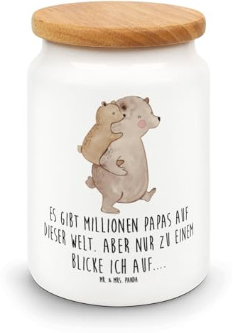 Mr. & Mrs. Panda Vorratsdose Papa Bär - Geschenk, Vater, Vatertag, Papi, Oma, Vorratsdosen Keramik, Vorratsbehälter, Küchenbehälter, Schwester, Vati,