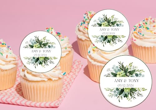 20 x EDIBLE Personalised Wedding cupcake toppers wafer/icing uncut WEDDING/ENGAGEMENT/HEN (wafer paper)