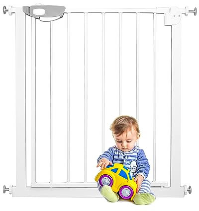 YARDIN Türschutzgitter Treppenschutzgitter ohne Bohren, 75-85cm Türgitter Baby Absperrgitter, Kindersicherung Treppe Schutzgitter für Kinder und Hunde, Auto-Close, Einhändiges Öffnen, Weiß