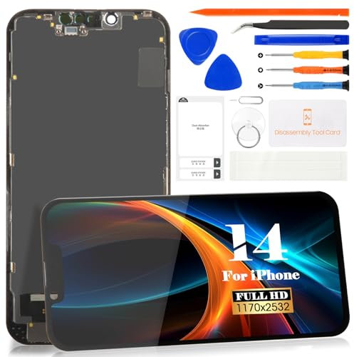 SRJTEK Ersatz-LCD-Display für iPhone 14 für iPhone 14, Digitizer Assembly A2882, A2649, A2881, A2884, A2883 Reparatur-Sets (schwarz)