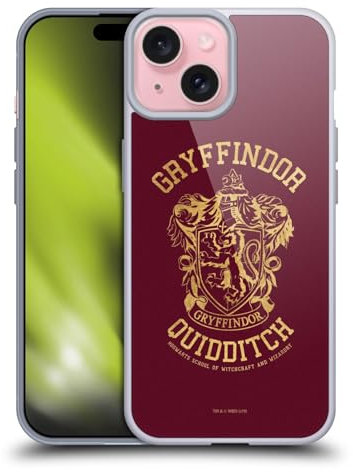 Head Case Designs Offizielle Harry Potter Gryffindor Quidditch Deathly Hallows X Gelhülle [Militärischer Schutzgrad] Kompatibel Mit Apple iPhone 15 Und Kompatibel Mit MagSafe