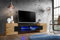 Komodee, Merano Bank TV Schrank, Wotan Schwarz Wotan, ohne LED, Breite 230 cm x Höhe 52,5 cm x Tiefe 35 cm, für Wohnzimmer, Schlafzimmer