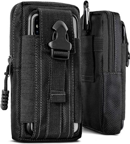 ONEFLOW Survival Case für Blackview N6000 Handy Gürteltasche aus Nylon mit Karabiner, Taktische EDC Tasche mit Gürtel Halterung, Etui Handyhülle Outdoor Handytasche, Schwarz