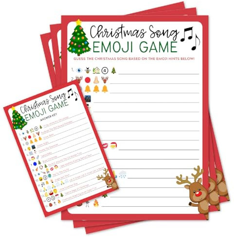 Pink Pixie Studio - Weihnachtsspiel, Emoji-Bilder, Ratespiel, 15 Stück, lustige Party-Aktivität für Erwachsene, Büro, Kirchengruppe, Erntedankfest, Urlaubsparty