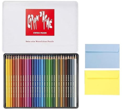 Caran d'Ache Swisscolor Aquarellstifte 30 Stück + 2 Umschläge – Swisscolor Aquarellfarben