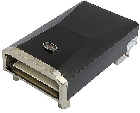 Horno de pizza de gas portátil de 12 pulgadas, Horno de cocción de acero inoxidable en forma decon termómetro y piedra de pizza para asar al aire libre, Horno de pizza univer