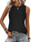 BAISHENGGT Damen Tank Tops Sommer Rundhals Ärmellos Ausgehöhlt Basic T Shirt Oberteile Schwarz S