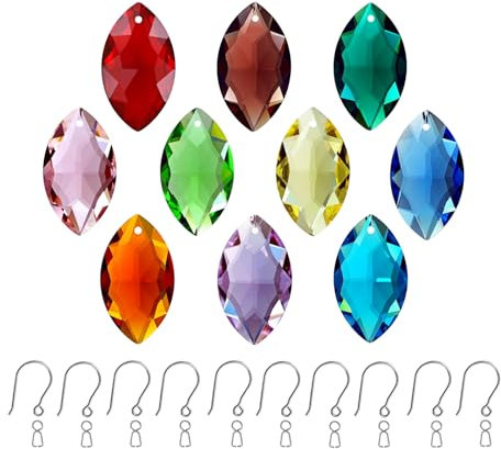 GOLDENHAITAI 10 Stück hängende Kristall-Tropfen-Sonnenfänger, farbige Ornament-Anhänger, FengShui-Dekoration