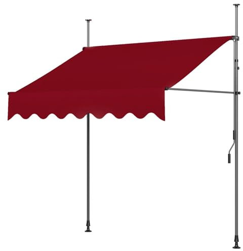 GMBAYUE Markise Balkon Ohne Bohren, Balkon Markise mit UV-Schutz, Klemmmarkise aus 100% Polyester, Regenschutz Markise, Ideal für Jedes Fenster Oder Jede Tür(Color:Red,Size:300cm)