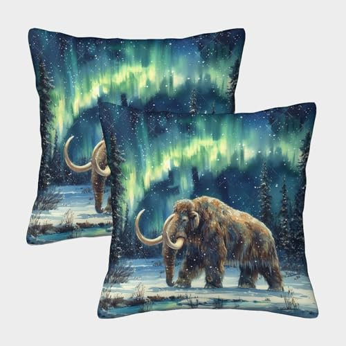 WENCIUEOL Mammoth Kissenbezüge Für Sofa Und Bett, Beast Animal Forest Animals Kissenbezug Im 2er-Set, Geeignet Für Kids Room Fun Und Travel Essential, Maschinenwaschbar 40x40cm