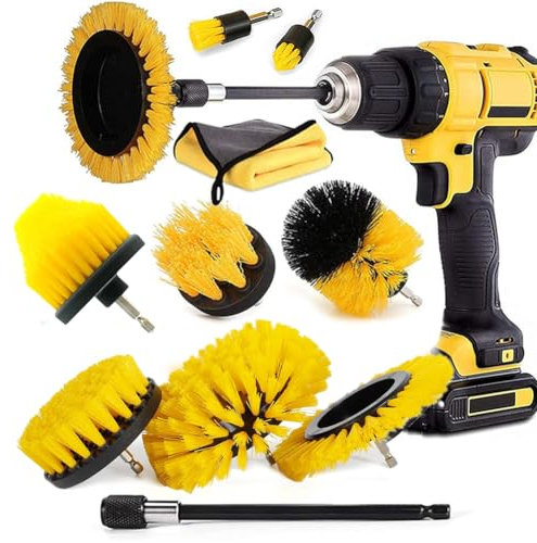 Brosse Perceuse - 10 Pcs Brosse de Nettoyage Perceuse, Brosse Perceuse Électrique, Brosse de Visseuse pour Voiture Roue pour Jantes, Cuisine, Salle de Bains, Baignoire, Carrelage, Sol, Tissu