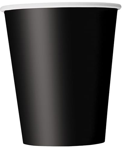 Unique 32046EU - Gobelets en Carton sans Plastique - 266ml - Couleur Noir - Paquet de 14 (Lot de 1)